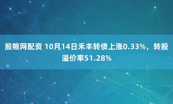 股粮网配资 10月14日禾丰转债上涨0.33%，转股溢价率51.28%